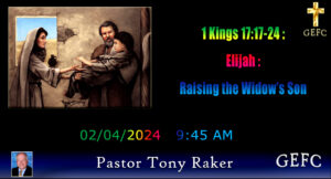The image features a religious event announcement. It includes a painting depicting a biblical scene, event details, date, time, a person's name, and church initials.